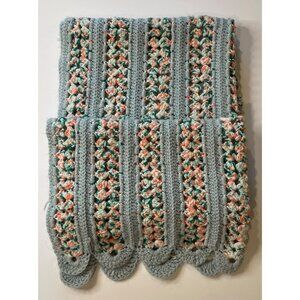 Vintage‎ Handmade Crochet Afghan Shawl Wrap Blanket Scalloped Cozy Twee Fairy
